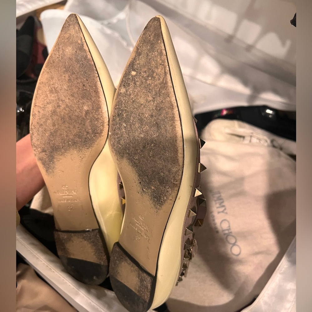 Valentino rock stud ivory flats with ankle strap - Picture 5 of 6